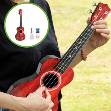 Kids Guitar Toy, 4-String Ukulele for Early Education – Red Mini Guitar (21x7x2in) + Accessories, Compatible with ANMUYUM