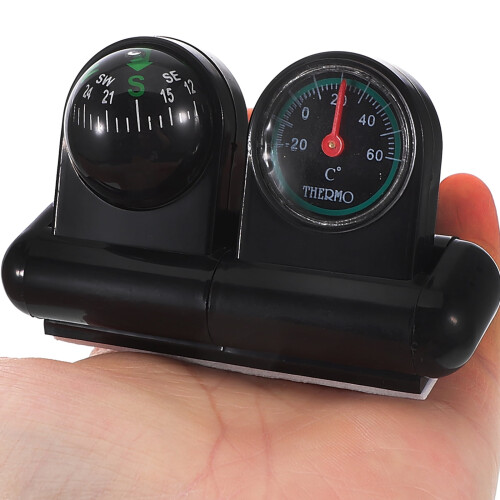 Car Compass and Thermometer Black Plastic 1Pack 3.5x1.9x1.2in 2