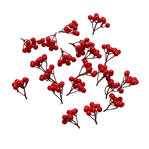 Burgundy Berry Stems Artificial Red Berries 20-Pack 2
