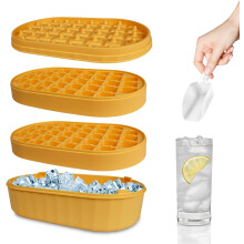 Ice Cube Trays with Lid and Storage Box, 72 Silicone Ice Cube Trays with Spoon, Double Layered and Spill-Proof