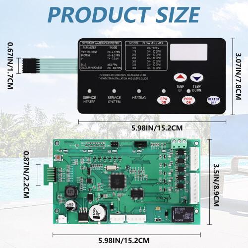 Control Board Kit 420020007S with 472610Z Switch Pad Replacement for Pentair Mastertemp Pool Heater 1