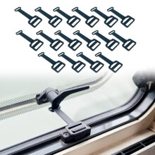 16 pcs Adjustable Caravan Window Stays for Secure Ventilation, Campervan Ventilation Brackets Black