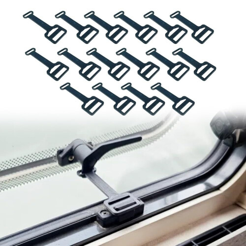 16 pcs Adjustable Caravan Window Stays for Secure Ventilation, Campervan Ventilation Brackets Black