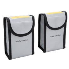 2pcs Battery Bag Fireproof Explosionproof Safety Pouch for Charging and Storage 90x55x140mm