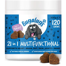 BUGALUGS 21 in 1 Multifunctional Dog Treats Helps Gut, Teeth, Bladder, Joints, Calming, Relax & Itchy Skin 120 chews