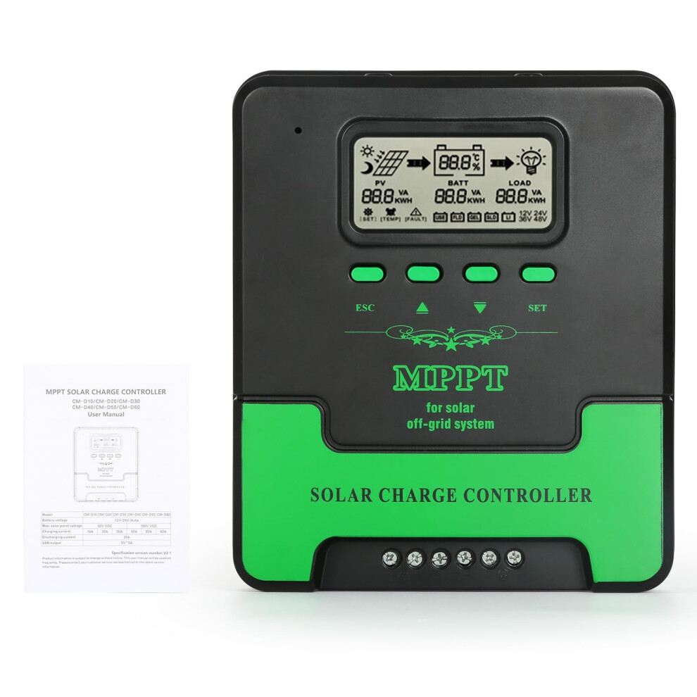 40A Mppt Solar Charge Controller 12V 24V Auto Voltage Detection For Agm Gel Lithium Battery 9455672294225