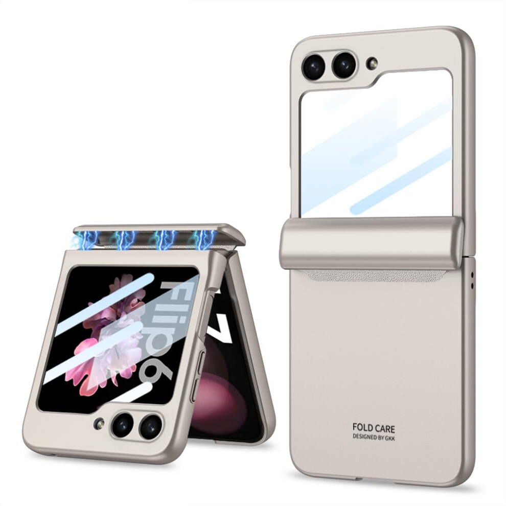 Case With Magnetic Hinge Protection And BuiltâIn Screen Protector, Slim Shockproof Cover For Samsung Galaxy Z Flip 6 Light/Gray 9330225025795