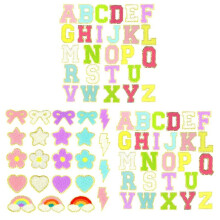 Letter Patches Self-Adhesive for Backpacks: 75PCS Stick Varsity Letter Patches Cute Star Heart for Clothing Hats Bags