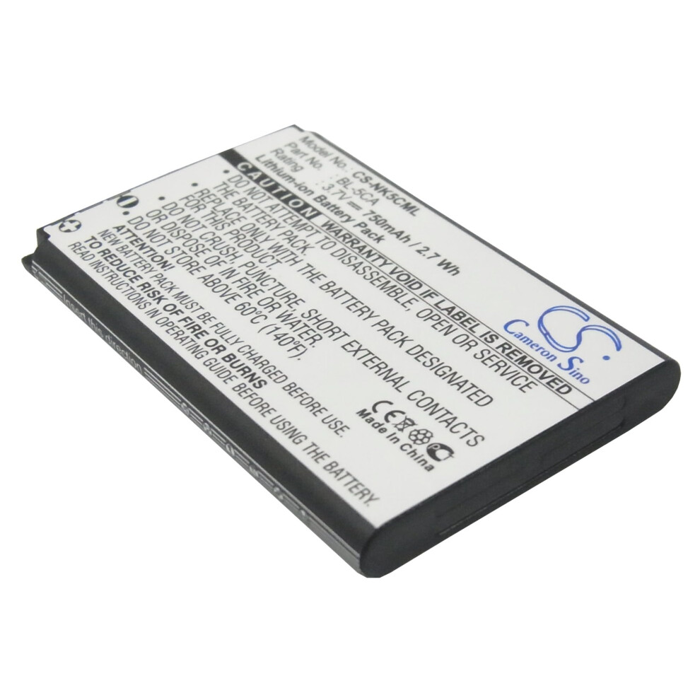 Bl5c Battery 750Mah 3.7V Longlasting Liion Replacement For Nokia 1208 2610 7610 Phones 9330225025993