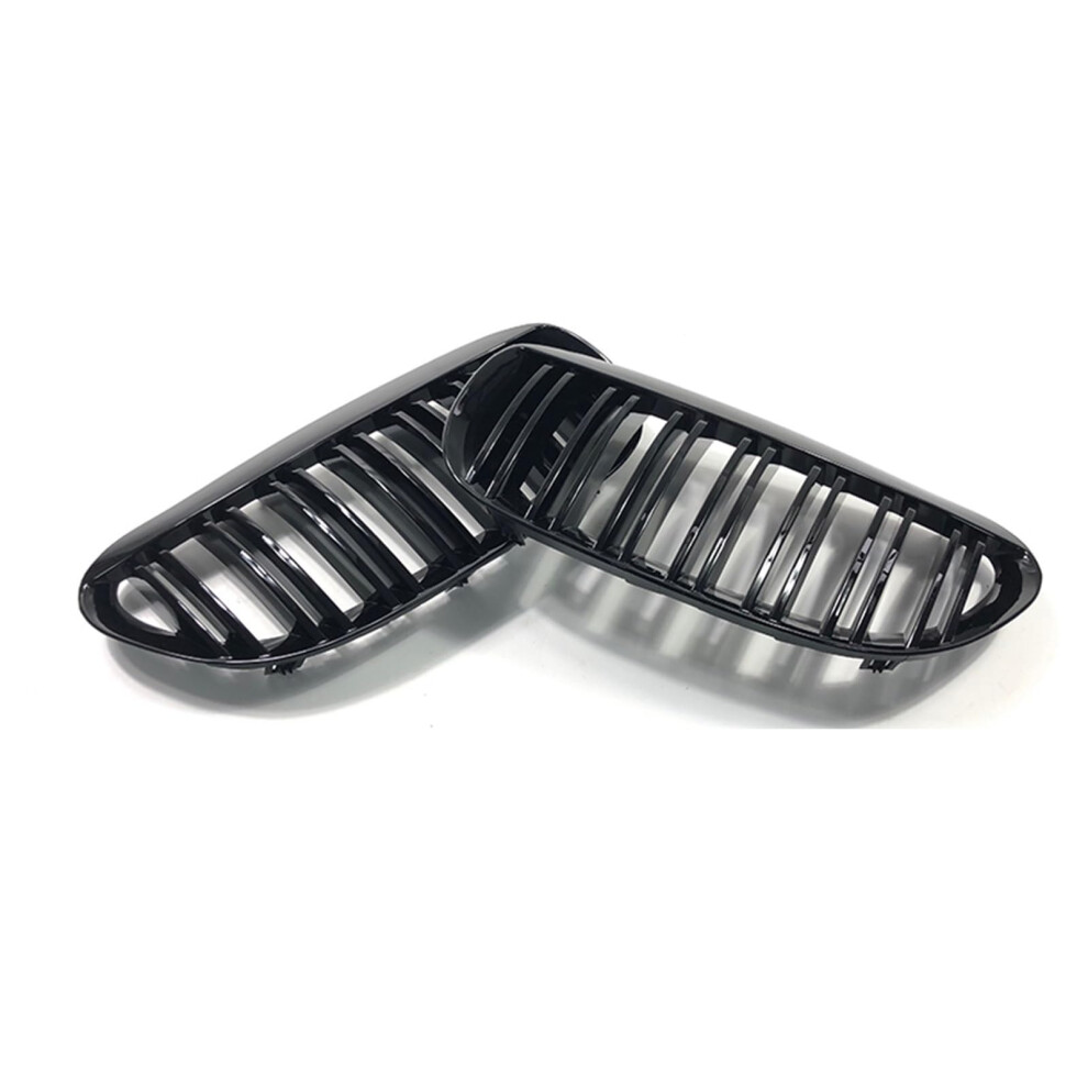 Gloss Double Slat Kidney Grille For Bmw 6 Series E63 E64 630I 650I 645Ci 2004Â2010 Front Bumper Replacement Black 9771547622802