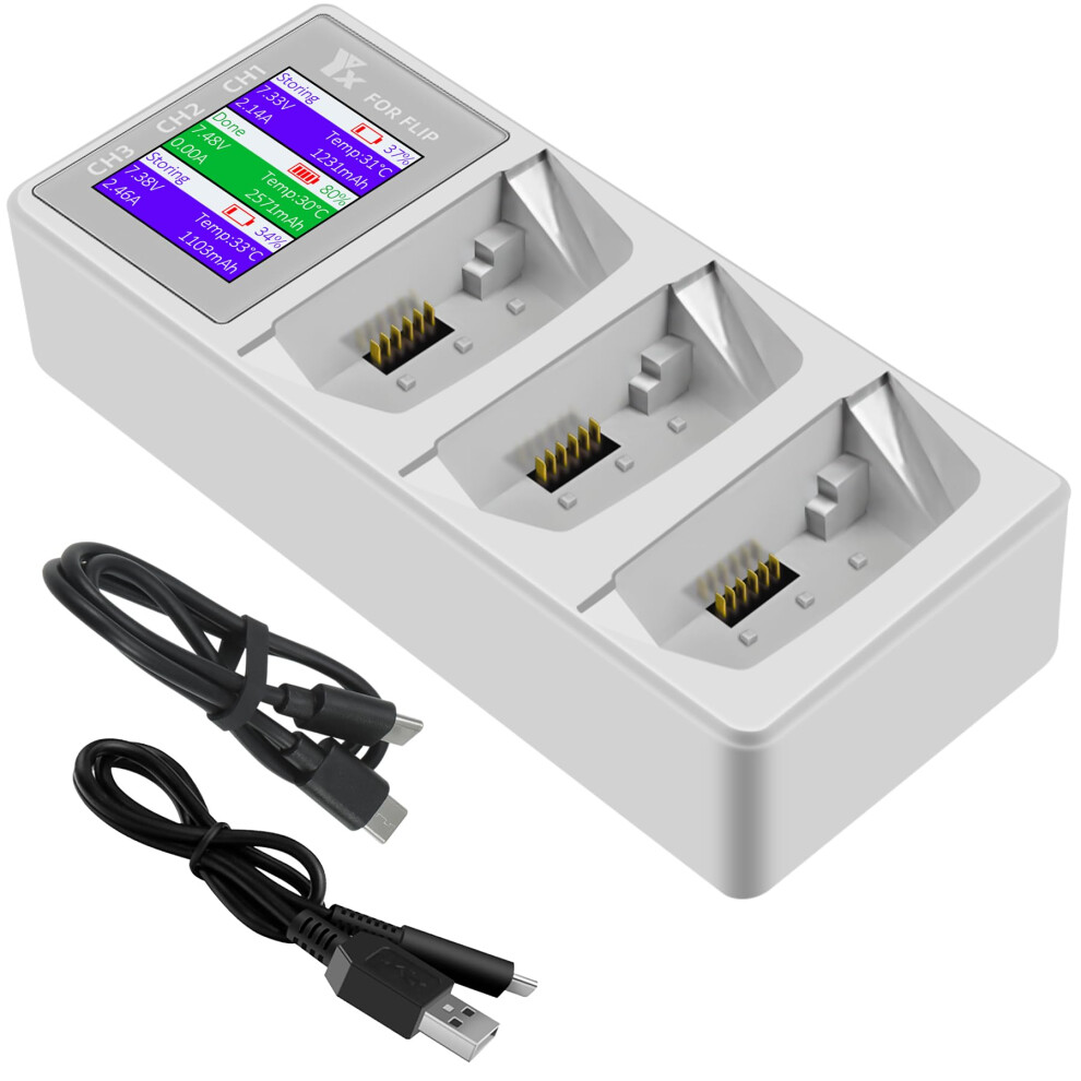 65W Parallel Battery Charger Hub With Dual Lcd And Triple Battery Support For Dji Flip Drone 9092120779547