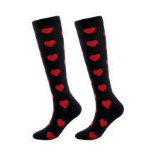 Valentine‘s Day Socks, Heart-Shaped Polka Dot Sports Compression Stockings, Cute Gift for Her, Galentine’s & February Holiday Wine