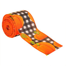 Fall Autumn Wired Edge RibbonThanksgiving Wired Ribbon Pumpkin Maple Leaves Truck Wired Ribbon Wrapping Crafts Ribbon for Autumn Decorations