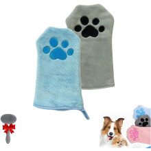 Ultra Absorbent Paw Bathing Towel for Cats & Dogs, Quick Drying Microfiber with Paw Print Design (Blue+Gray), compatible with cats and dogs