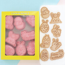 8-Piece Bunny Cookie Molds Set – Easter Cookie Cutters, Nonstick & Reusable for Fondant, Cakes, Crafts; Compatible with Standard Baking Tools