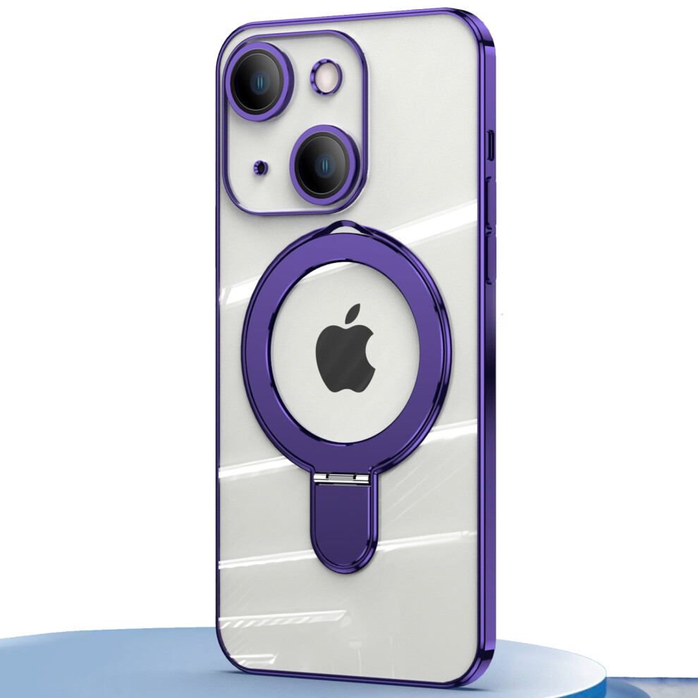 Invisible Magnetic Case For Iphone 14 Plus, Magsafe Compatible, Military Shockproof Clear Slim Cover With Ring Holder Â Purple 9365509610848