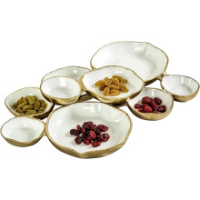 Nine-Grid Serving Bowl – Charcuterie Tray & Snack Organizer for Nuts, Chips, Fruit, Candy, Appetizers; Compatible with Dining Room & Parties