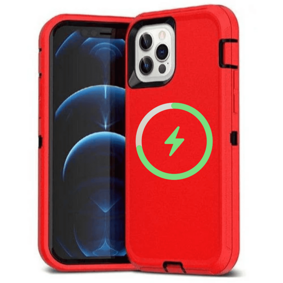 Heavy Duty Triple-Layer Case For Iphone 13 Pro MaxâShockproof, Drop-Tested, Magsafe Wireless Charging Compatible, Red 9365509610961