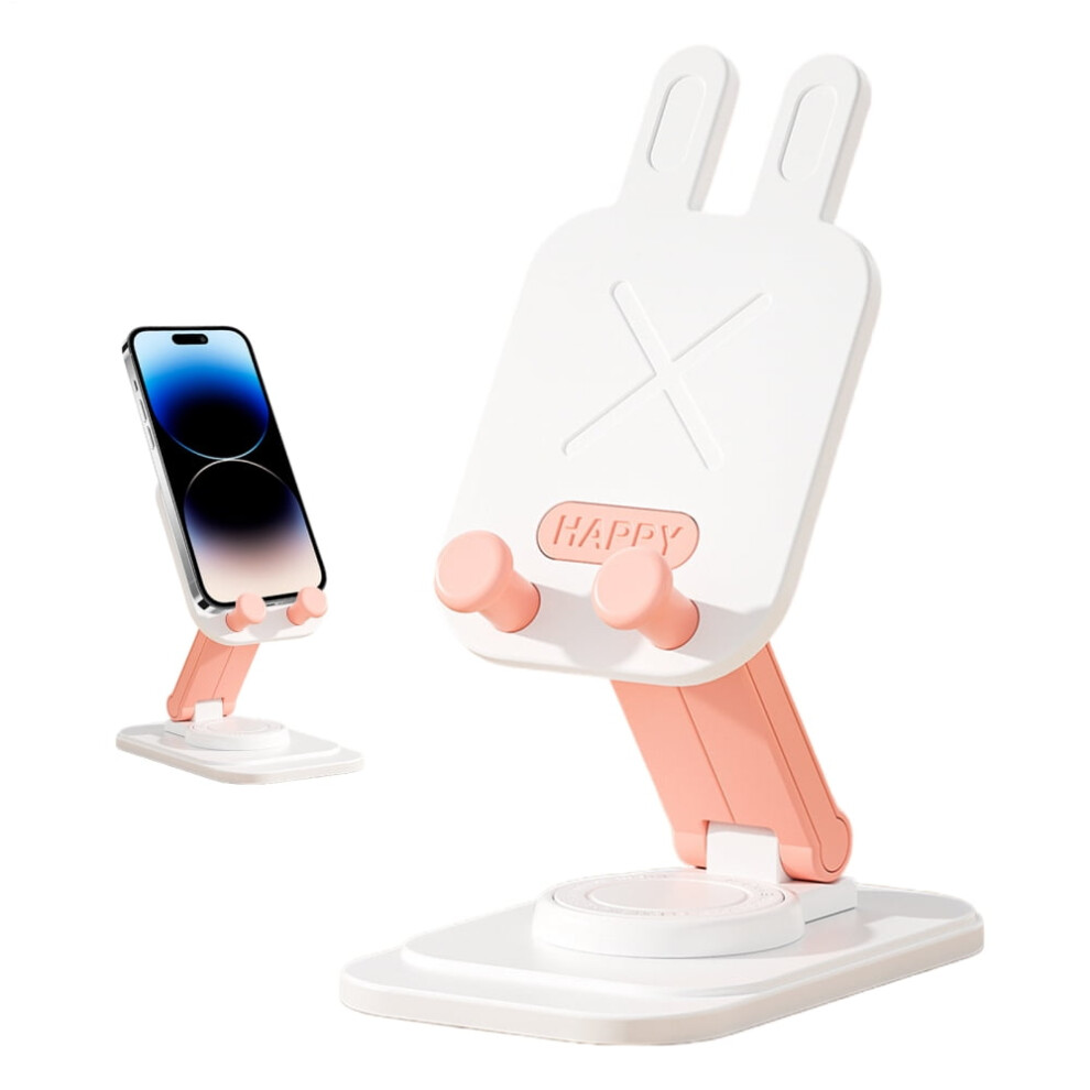 Phone Stand Foldable Phone Holder Rabbit Design 360 Degree Rotating Cradle Dock For Counter Bedside Travel Women Men Home Frugal 9365509611449