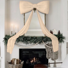 Large Velvet Christmas Tree Bow Topper, 20"x71", Long Streamers, Festive Holiday Decoration for Tree, Door, Wall, Fireplace – Compatible with