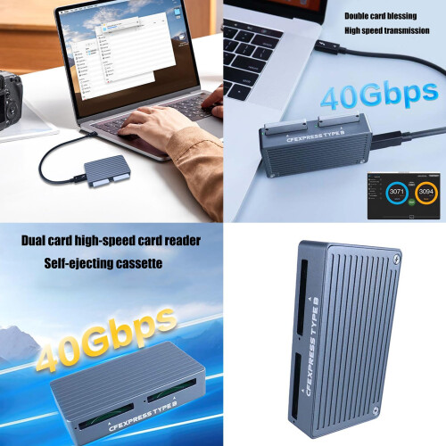 USB C CFexpress Type B Card Reader 40Gbps Dual Slot Speed Transfer for Large Video Files 1