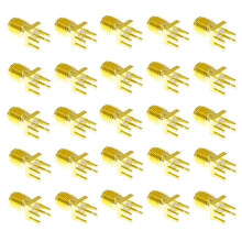 25 Pack SMA Female PCB Edge Mount Connector, Gold Plated RF Coax Adapter for Stable 50Ω Signal Transfer