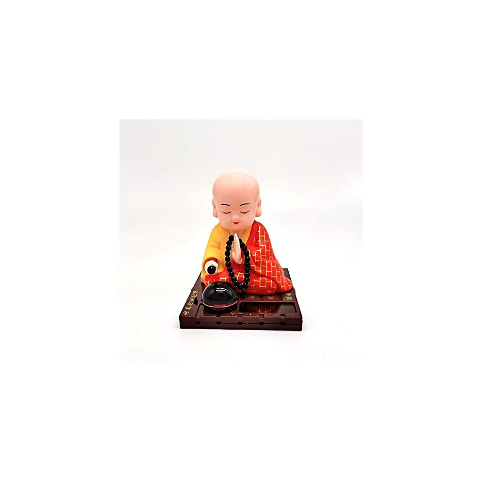 Solar Powered Bobblehead Buddhist Monk Figurine For Car Dashboard Or Desk Dã©Cor, No Battery Required 9455672297431