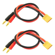 XT90 Connector Adapter Male to 4mm Banana Plug Cable 12AWG 11.8in for LiPo Battery Charging 2PCS