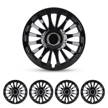 16 Inch Hubcaps Set of 4 Black Car Wheel Covers Sleek Black Lacquer Fit for SUV Truck Sedan