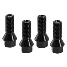 4PCS Black Steel Wheel Lug Bolts and Nuts Set for BMW, Durable FactoryStyle Finish, Secure Fitment