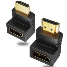 HDMI Right Angle Adapter 2 Pack 90 and 270 Degree Male to Female Extender 8K 4K Gold Plated for TV PS5 Laptop Projector