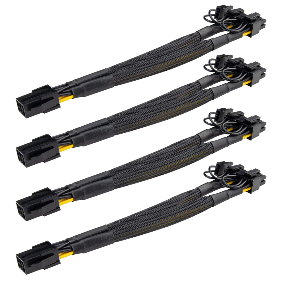 Pcie Power Splitter Cable 6Pin To Dual 8Pin Gpu Power Extension 18Awg Braided Sleeved Pack Of 4 9771547588542