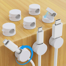 8 Pack Magnetic Cable Clips with 360 Rotating Base, White Adhesive Cord Organizer for Desk and Charging Cords