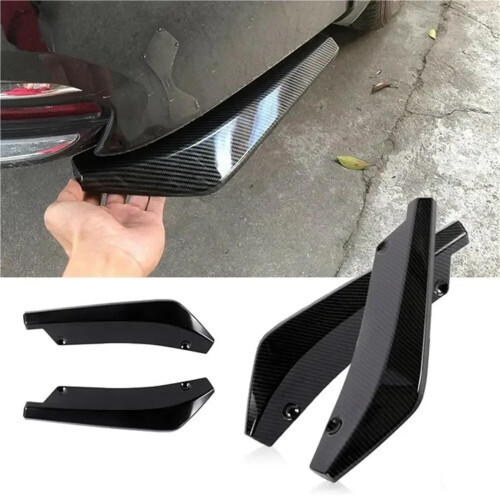 Universal Car Bumper Lip Spoiler Diffuser Splitter, Carbon Fiber Protector Winglets, Black 2pcs 2