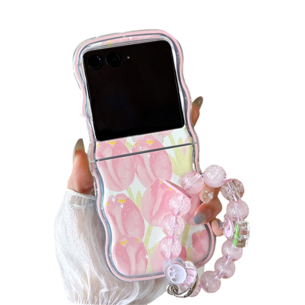Case For Motorola Razr Plus 2023 Shockproof Tpu Cover With Strap Tulip Floral Design Pink 9092120783759