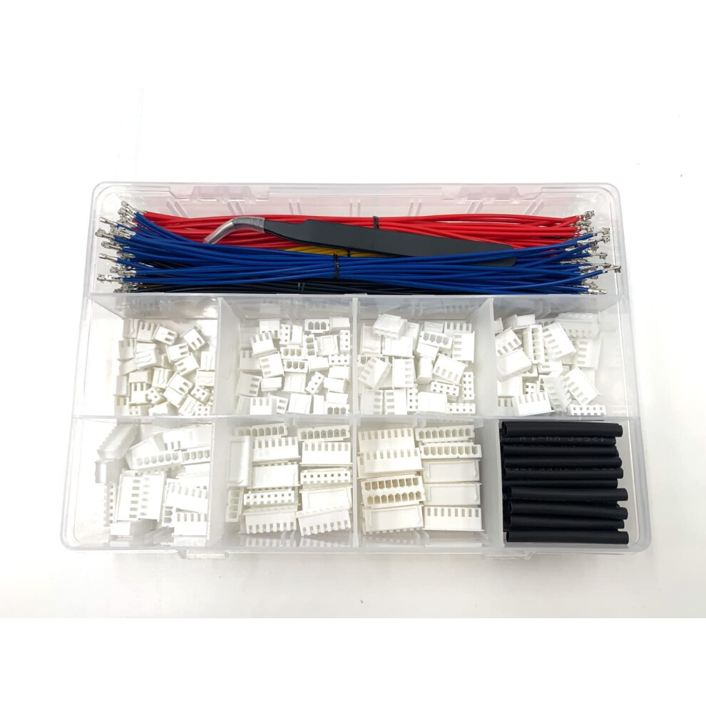 340 Pcs 2.54Mm Xh Connector Kit Compatible With Jst, With MultiâPin Female Housings, Precrimped Awg22 Jumpers And Storage Box 9092120250244