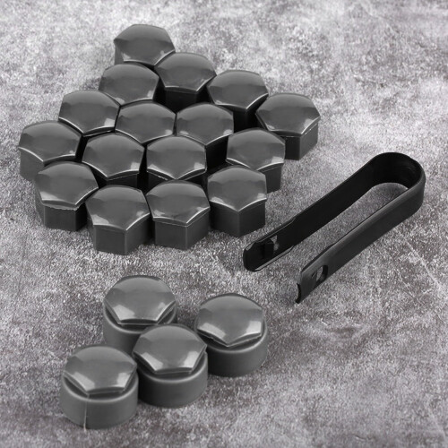 17mm Wheel Nut Covers Gray AntiTheft Lug Nut Caps Corrosion Protection 20pcs Set
