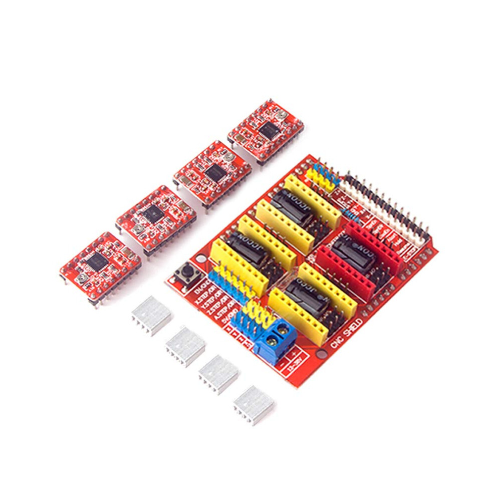 Cnc Shield V3.0 For Arduino Uno Grbl, 4 Axis Expansion Board With A4988 Stepper Drivers And Heatsinks 9092120212433