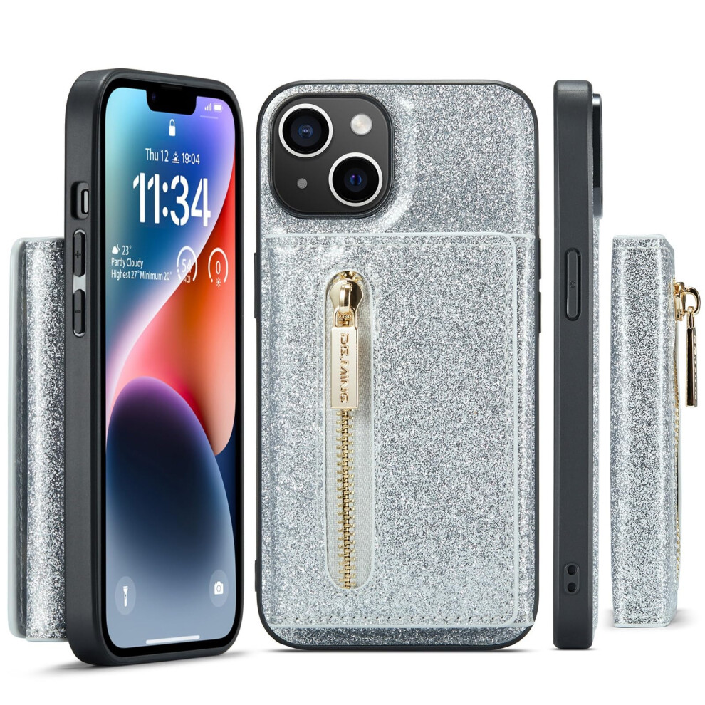 Wallet Case With Card Holder Magnetic Detachable Zipper Leather Shockproof Kickstand For Iphone 14 9092120784459