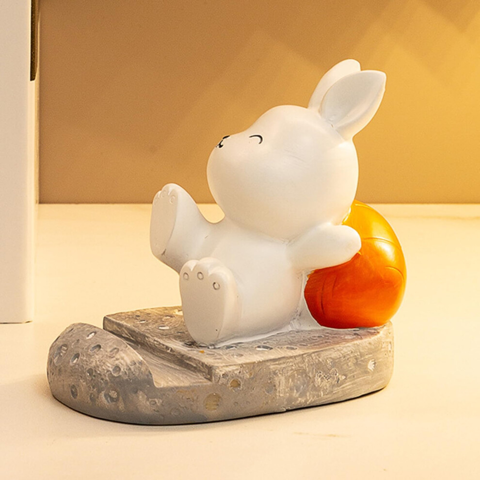 Resin Bunny Phone Stand Cute Animal Cell Phone Holder For Desk Universal Fit White 9455672300056