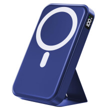 Magnetic Power Bank 10000mAh with 20W USBC Fast Charging, Foldable Stand, LED Display, MagSafe Compatible for iPhone Dark Blue