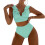 Dames bikini met hoge taille, buikversiering,-mintgroen S 1
