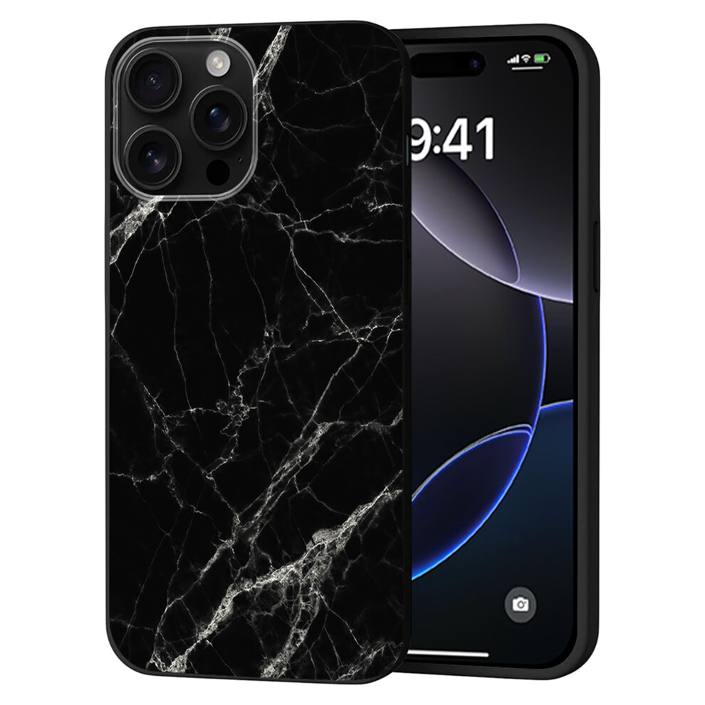 Marble Case For Iphone 16 Pro, Slim Shockproof Full Body Protective Cover With Precise Port Access Black 9455672300261