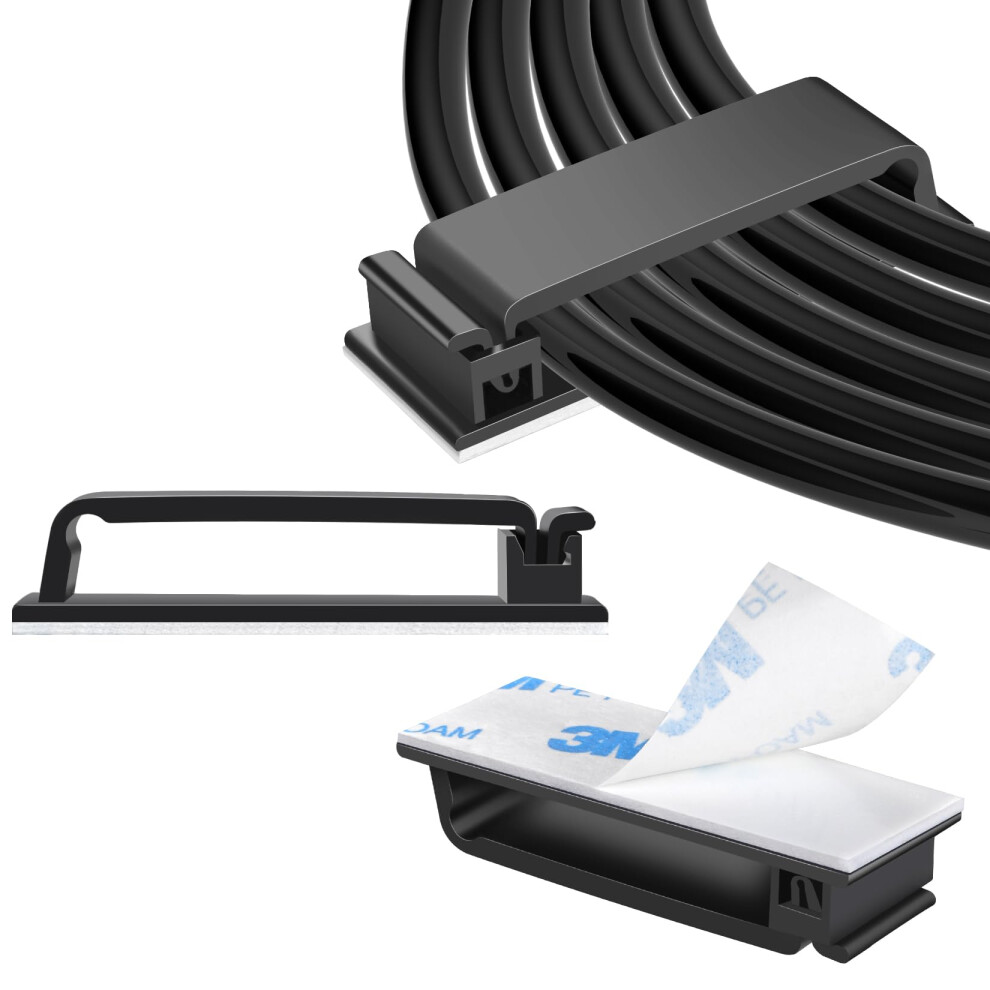 50Pcs Self Adhesive Cable Clips Black, Durable Nylon Wire Organizer Cord Holder For Under Desk Cable Management 9771547588986