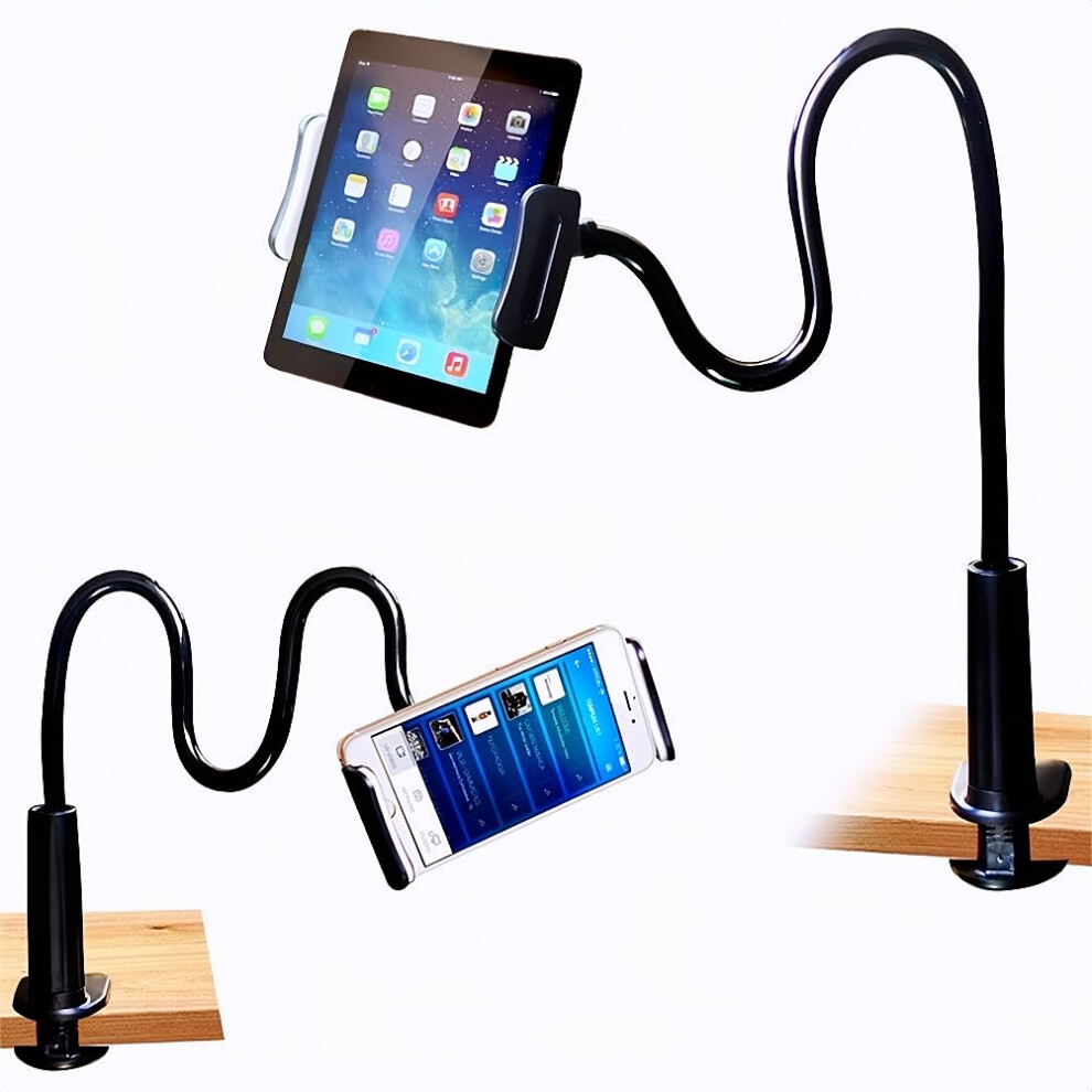 Phone Holder Stand with Flexible Gooseneck Arm, 360 Rotation Clamp for Bed Desk Phone and Tablet