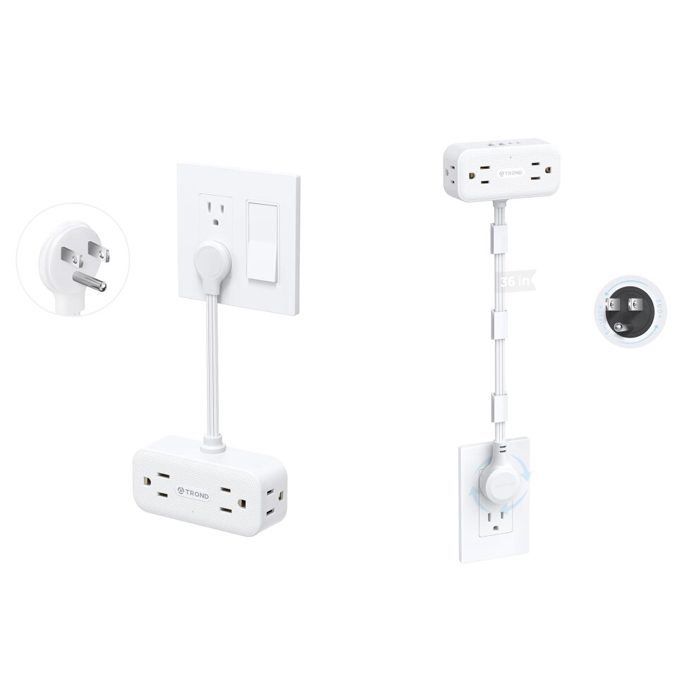8In1 Power Strip Surge Protector With 360 Rotating Plug, Usbc Fast Charging And 36Inch Extendable Cord 9771547589020