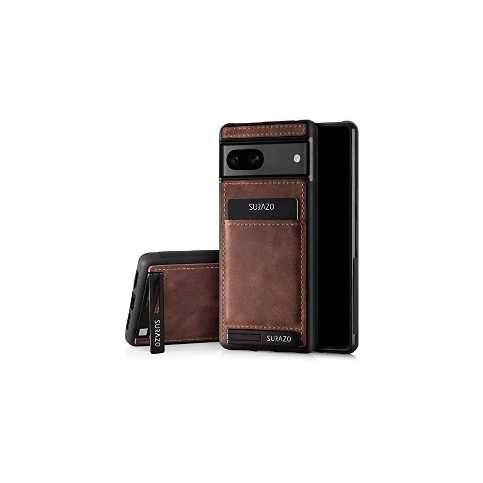 Leather Wallet Case Nut Shockproof Slim Bumper With Card Slot And Stand For Google Pixel 7A Brown 9092120785517