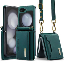 Leather Wallet Case with Card Holder, Shockproof Slim Cover with Strap for Samsung Galaxy Z Flip 5