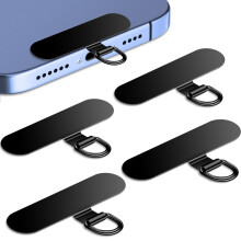 Phone Lanyard Tab 4 Pack Metal Tether Patch Secure Anchor for iPhone and All Phone Cases Black