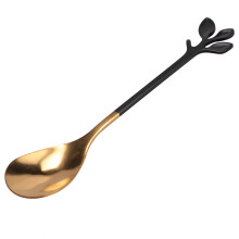 5 Spoon+5 Forks Stainless Steel Leaf Coffee Cake Spoon Fork Dessert Spoons,Stirring Teaspoon Set Appetizer Forks Spoons